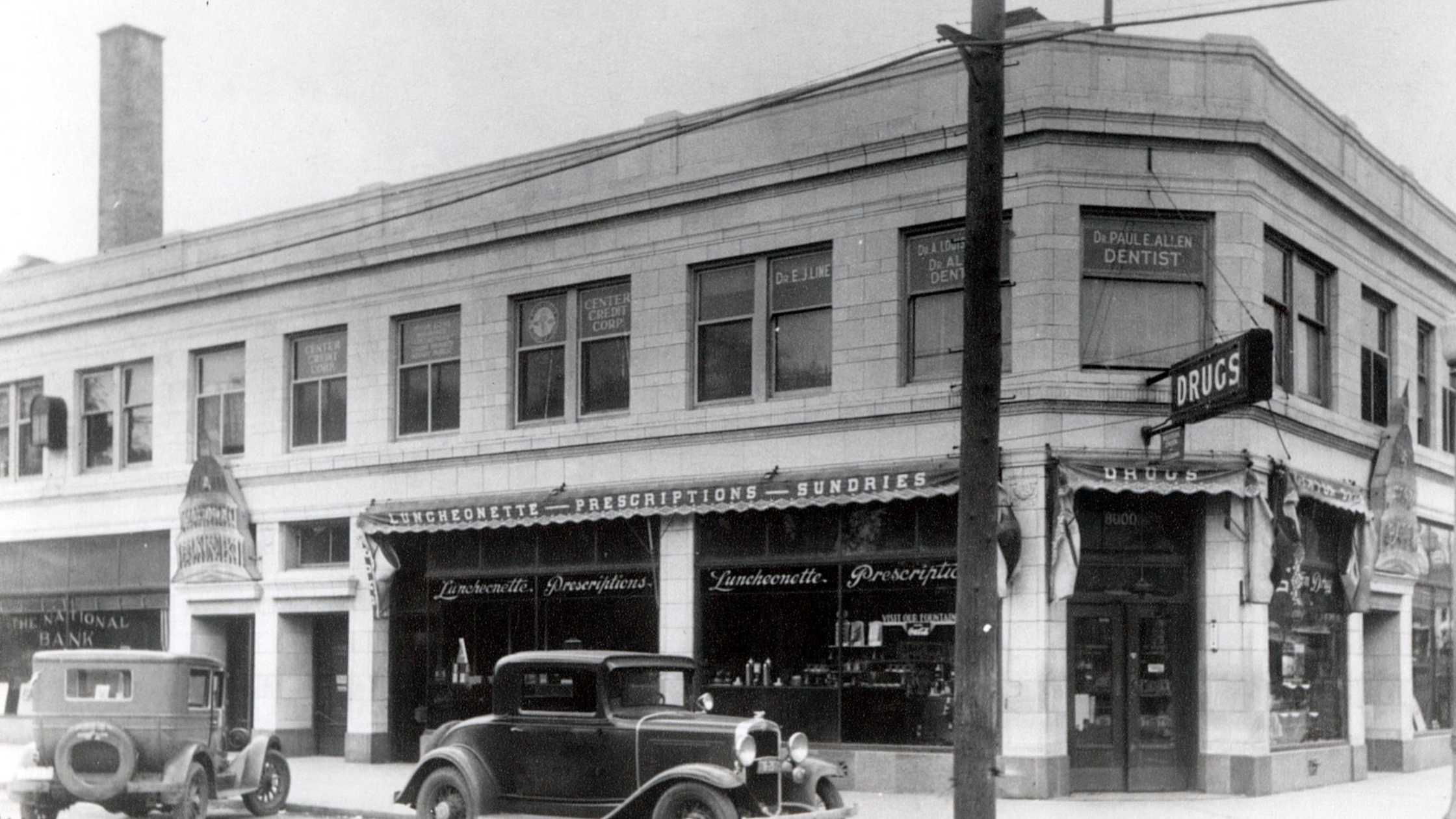 black and white photo of a building